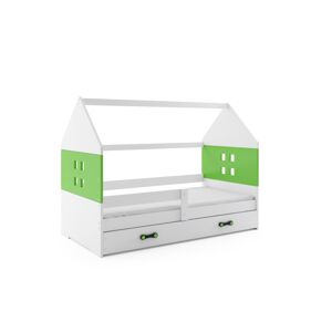 BMS Dětská postel domeček DOMI | bílá se zásuvkou Barva: bílá / zelená