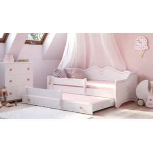 ArtAdrk Dětská postel s přistýlkou EMKA II Barva: Bílá / růžový úchyt