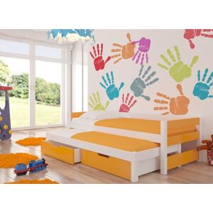 ArtAdrk Dětská postel s přistýlkou FRAGA Barva: Bílá / oranžová
