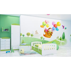 Happy Babies Dětská postel Happy design / čárky Farba: Zelená / Biela, Prevedenie: L04 / 80 x 160 cm /S úložným priestorom, Obrázok: Čiarky