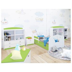 Happy Babies Dětská postel Happy design / korunka Farba: Zelená / Biela, Prevedenie: L10 / 90 x 200 cm / S úložným priestorom