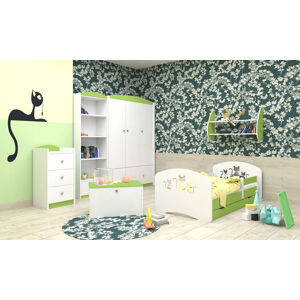 Happy Babies Dětská postel Happy design / kočičky Farba: Zelená / Biela, Prevedenie: L10 / 90 x 200 cm / S úložným priestorom