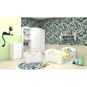 Happy Babies Dětská postel Happy design / kočičky Farba: Biela / biela, Prevedenie: L04 / 80 x 160 cm /S úložným priestorom