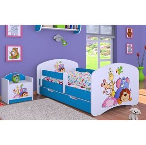 Happy Babies Dětská postel HAPPY / 05 Safari 160 x 80 cm Farba: Modrá / biela, Prevedenie: L04 / 80 x 160 cm /S úložným priestorom, Obrázok: Safari