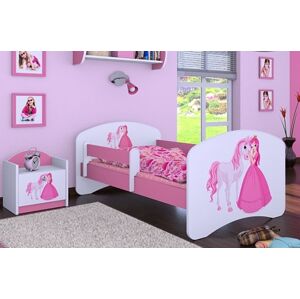 Happy Babies Dětská postel HAPPY / 09 Princezna s koníkem 160 x 80 cm Barva: Růžová / Bílá, Provedení: L03 / 80 x 160 cm / bez úložného prostoru