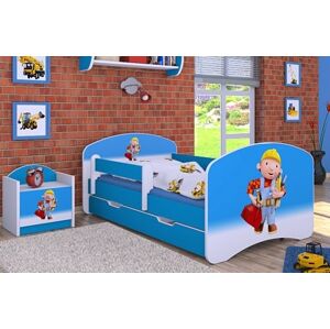 Happy Babies Dětská postel HAPPY / 24 Bob stavitel 160 x 80 cm Farba: Modrá / biela, Prevedenie: L04 / 80 x 160 cm /S úložným priestorom