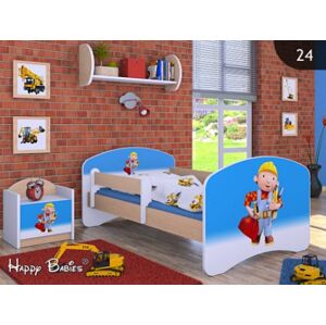 Happy Babies Dětská postel HAPPY / 24 Bob stavitel 160 x 80 cm Farba: Hruška / Biela, Prevedenie: L03 / 80 x 160 cm / bez úložného priestoru