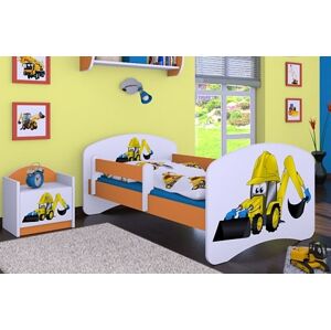 Happy Babies Dětská postel HAPPY / 32 Bagr 160 x 80 cm Farba: Oranžová / Biela, Prevedenie: L03 / 80 x 160 cm / bez úložného priestoru, Obrázok: Bager