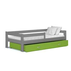 ArtAJ Dětská postel Hugo 190 x 80 / MDF Barva: šedá/zelená, Provedení: s matrací