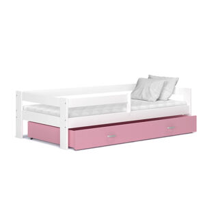 ArtAJ Dětská postel Hugo 190 x 80 / MDF Barva: bílá / růžová, Provedení: bez matrace