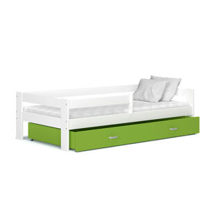ArtAJ Dětská postel Hugo 190 x 80 / MDF Barva: bílá / zelená, Provedení: bez matrace