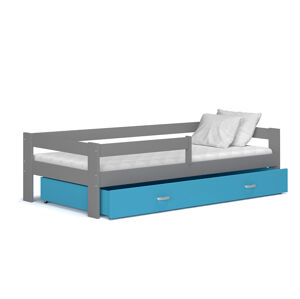 ArtAJ Dětská postel Hugo 190 x 80 / MDF Barva: šedá/modrá, Provedení: s matrací