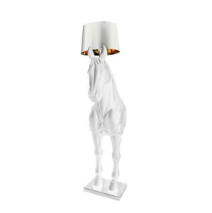 King Home Lampa podłogowa Kůň HORSE STAND S biała - włókno Szklane