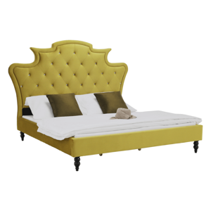 Tempo Kondela Luxusní postel, zlatá Velvet látka, 180x200, REINA