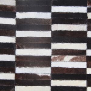 Tempo Kondela Luxusní kožený koberec patchwork 69x140 KŮŽE typ 6 | hnědá/černá/bílá