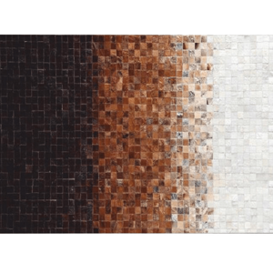 Tempo Kondela Luxusní kožený koberec, bílá / hnědá / černá, patchwork, 120x180, KŮŽE TYP 7