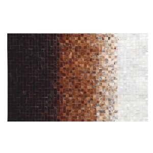 Tempo Kondela Luxusní kožený koberec patchwork KŮŽE typ 7 70x140 | bílá/hnědá/černá