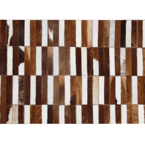 Tempo Kondela Luxusní kožený koberec, hnědá / bílá, patchwork, 120x180, KŮŽE TYP 5