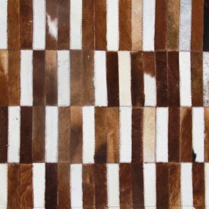 Tempo Kondela Luxusní kožený koberec patchwork 69x140 | hnědá/bílá KŮŽE TYP 5