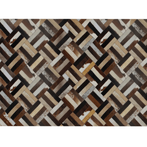 Tempo Kondela Luxusní kožený koberec, hnědá / černá / béžová, patchwork, 120x180, KŮŽE TYP 2
