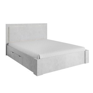 Tempo Kondela Manželská postel 160x200cm, úložný prostor, šedý beton, ALDEN