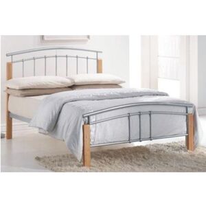 Tempo Kondela Manželská postel MIRELA MIRELA: Manželská posteľ / strieborný kov / prírodné drevo-jelša / 180 x 200 cm