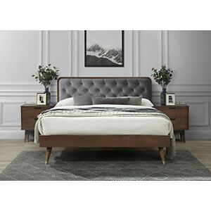 Manželská postel: HALMAR CASSIDY 160 HALMAR - poťahový materiál: tkanina sivá, HALMAR - drevo: orech