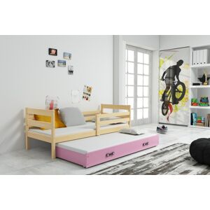 BMS Dětská postel s přistýlkou Eryk 2 | borovice Barva: Borovice / růžová, Rozměr: 200 x 90 cm