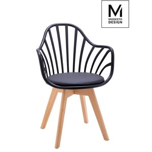 Modesto Design MODESTO fotel ALBERT ARM czarny - polipropylen, ekoskóra, drewno Bukowa