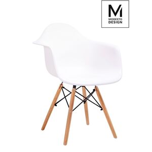 Modesto Design MODESTO fotel DAW DSW biały - polipropylen, nogi Bukowa