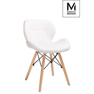 Modesto Design MODESTO krzesło KLIPP białe - ekoskóra, podstawa Bukowa