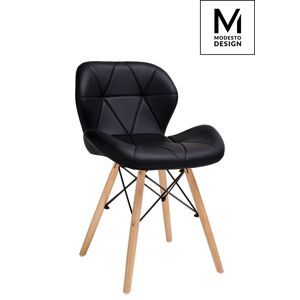 Modesto Design MODESTO krzesło KLIPP czarne - ekoskóra, podstawa Bukowa