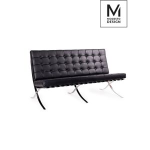 Modesto Design MODESTO sofa dwuosobowa Barcelona czarna - ekoskóra, stal polerowana