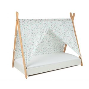 ArtGapp Dětská postel TIPI se stříškou Barva: Bílá / šedo-mentolové hvězdičky