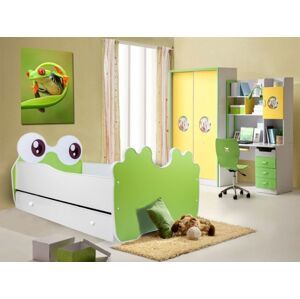 ArtAdrk Dětská postel zvířátko 140x70 se zásuvkou Barva: bílo / zelená žabka