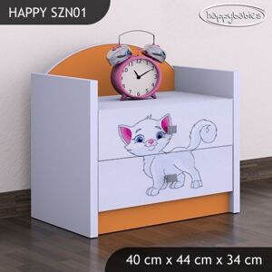 Happy Babies Noční stolek HAPPY / 12 Kočička SZN01 Farba: Oranžová, Prevedenie: Dve zásuvky