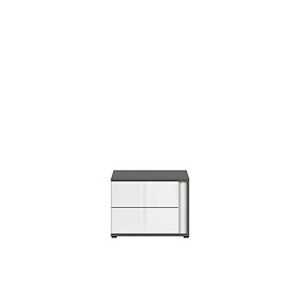 BRW Noční stolek: GRAPHIC - KOM2SL / C Farba: sivý wolfram/biely zrkadlový lesk
