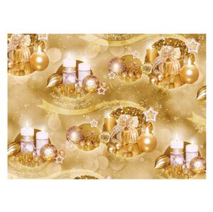 Balící papír klasik - vánoční zlaté svíčky - archy 100x70 cm - MFP Paper s.r.o.