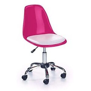 Dětská židle: HALMAR COCO 2 HALMAR - poťahový materiál: eco koža - biela, HALMAR - plast, polypropylen, polycarbonat: ružový