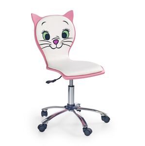 Dětská židle: HALMAR KITTY 2 HALMAR - poťahový materiál: eco koža - ružovo biela, HALMAR - drevo: preglejka