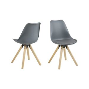 ACTONA krzesło ekoskóra / PP DIMA - szary, drewniane nogi