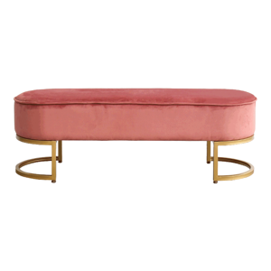Tempo Kondela Designová lavice, růžová Velvet látka / gold chrom-zlatý, Miri