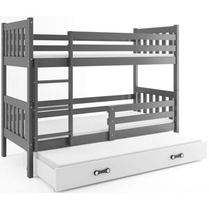 BMS Dětská patrová postel s přistýlkou CARINO 3 | 80 x 190 cm Barva: Šedá / bílá