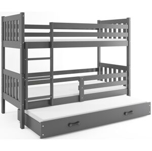 BMS Dětská patrová postel s přistýlkou CARINO 3 | 80 x 190 cm Barva: Šedá / šedá