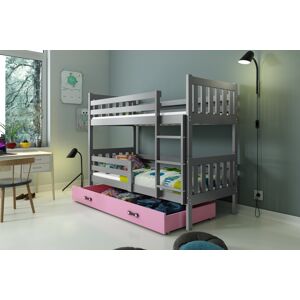 BMS Patrová dětská postel CARINO | 80 x 190 cm Barva: Šedá / růžová