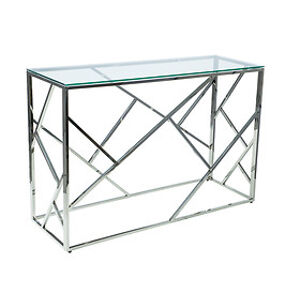 Příruční stolek: SIGNAL ESCADA C HALMAR - sklo/kov: chrom - sklo bezfarebne