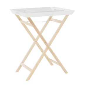 Tempo Kondela Servírovací stolek se dvěma snímatelnými tácky, bílá / přírodní, NORGE