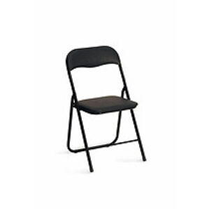 Skládací židle: HALMAR K5 HALMAR - poťahový materiál: PVC - čierna, HALMAR - sklo/kov: čierna