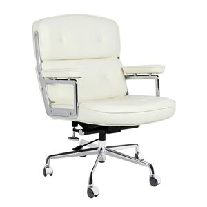 King Home Fotel biurowy ICON PRESTIGE PLUS biały - włoska skóra naturálního, aluminium
