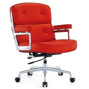 King Home Fotel biurowy ICON PRESTIGE PLUS czerwony - włoska skóra naturálního, aluminium